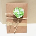 DIY kraft paper greeting card with green and white paper flowers and twine - Green Carnation
