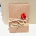 Brown kraft paper envelope with a red paper rose, hemp rope bow, and 'Especially for you' text - Small Red Rose / 7x10.5cm