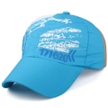 Kids quick-dry baseball cap in bright blue with map pattern and number 171620 print - Lake Blue