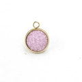 Macro detail of a 12mm round pink resin pendant with gold stainless steel bezel - Nude Pink(26)