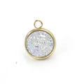 Macro shot of gold round pendant with iridescent white resin crystal inlay DIY accessory - White(9)