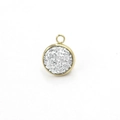 Close-up of a gold round pendant with silver glitter resin inlay and jump ring detail - Silver (21)
