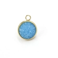 Macro detail of round gold-plated stainless steel pendant with blue resin inlay - Blue(16)