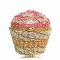 Luxury cupcake clutch bag with pink and gold crystals for evening parties and gala events - Fuchsia Pink