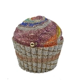 Luxury cupcake crystal evening clutch bag with colorful rainbow rhinestones and golden clasp - Royal Blue Colorful