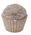 Macro shot of cupcake-shaped evening clutch bag with luxury crystal rhinestones - Gold White