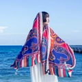 Ethnic πασμίνα από βαμβάκι και λινό με σχέδια paisley για καλοκαιρινές διακοπές στην παραλία - 180cm / Πολύχρωμο Στυλ Ρίγας Paisley (L111)