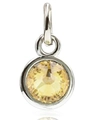 Silver alloy round pendant with yellow faceted birthstone crystal on white background - November Topaz Golden with Open Ring