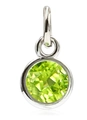 Silver alloy pendant with sparkling round green crystal stone and claw setting - August Peridot Olive Green with Open Ring