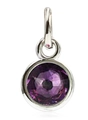Silver alloy pendant with faceted purple birthstone and sparkling rhinestone accents - February Amethyst Deep Purple with Open Ring