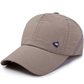 Cappellino da baseball estivo in mesh traspirante color kaki scuro con logo laterale - Beige Scuro