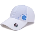 Weiße schnelltrocknende Baseballkappe mit blauer High-Tech-Stickerei und Mesh-Seitenwand - Weiß