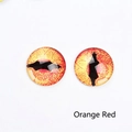 Macro detail of round 8-12mm orange glass eye cabochons for DIY jewelry making - Orange Red
