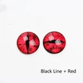 Cabujones de cristal de ojo de dragón 8-12mm con iris rojo y pupila negra para joyería DIY - 12mm / Rojo con líneas negras