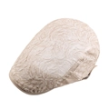 Beige floral jacquard ivy cap with embossed texture and adjustable metal side buckle - Khaki