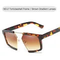 Retro oversized tortoiseshell sunglasses with gold double bridge and brown gradient lenses - Tortoise / Double Tea