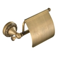 Antique brass wall-mounted toilet paper holder with vintage carved floral pattern - Antique Style Tissue Holder