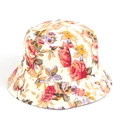 Dettaglio cappello alla pescatora in tela color crema con stampa floreale vintage - M (56-58cm) / 38# Base Beige con Fiori Vintage (YFM360)