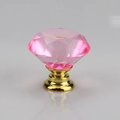 Pomello per mobili in cristallo rosa a forma di diamante con base in metallo dorato - 30MM / Base Oro - Diamante Rosa