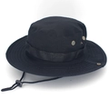 Classic black tactical boonie hat with adjustable chin strap and side metal eyelets - One Size L (58-60cm) / Black