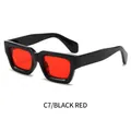 Retro thick frame rectangular sunglasses with black frame and red lenses C7 - Black Frame Red Lenses (C7)