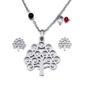 Conjunto de collar y pendientes árbol de la vida plateado con cristales y cuentas de colores - Color Acero (KS95168-K)