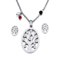 Conjunto de joyas Árbol de la Vida de acero inoxidable con collar y pendientes - Color Acero (KS95172-K)