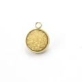 Detail of round gold stainless steel charm with beige crystal inlay for jewelry making - Cream(20)