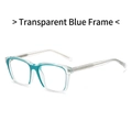 Stylish TR90 square sunglasses featuring a transparent blue frame with metal temple cores - Transparent Blue Frame Anti-Blue Light Lens
