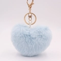 Detailed view of light blue heart-shaped plush keychain with gold metal hardware - Light Blue / Silver Circular Single-ring Buckle