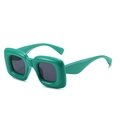 Chic Y2K mint green square sunglasses with thick frames and dark grey lenses - Green Frame Grey Lens