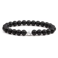 Minimalist 8mm matte black beads bracelet with white turquoise stone accent - Black