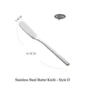 Silver 304 stainless steel butter knife Style D with 16.5cm length and 30g weight - Style D (420 Stainless Steel)