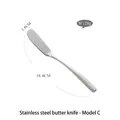 Polished silver 304 stainless steel butter knife C-style 16.4cm length and 1.8cm width - Style C (420 Stainless Steel)