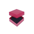 Square red jewelry gift box with cross-weave texture and black sponge lining - 7.5*7.5*3.5CM / Red Necklace Box