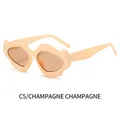 Irregular flower wave sunglasses with champagne frames and matching tinted lenses - Champagne Frame Champagne Lens