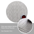 Silver grey round PVC placemat with bamboo texture weave, 35cm diameter heat resistant mat - Silver Gray