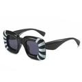 Y2K square oversized sunglasses featuring black frames with stylish zebra pattern details - Black Frame Zebra Print