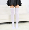 Knee-high white knitted stockings for women with a comfortable opaque texture - One Size / Pure White
