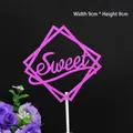 Purple glitter Sweet cake topper with double diamond frame, 9x9cm size for parties - Sweet Rose Red