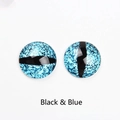 8-12mm round glass dragon eyes cabochons in black blue for DIY jewelry crafts - Black Blue