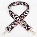 Ethnic style adjustable guitar-style purse strap in red and black geometric pattern - Red Black White Geometric Silver Hook