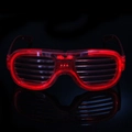 Luminous red LED shutter glasses for parties with neon light effects on black backdrop - Red