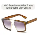 Vintage oversized hexagonal sunglasses in transparent olive green with gradient grey lenses - Transparent Olive / Double Grey