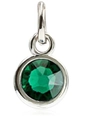 Silver alloy pendant with faceted green gemstone for DIY necklaces and pet jewelry - May Emerald Dark Green with Open Ring