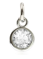 Silver alloy necklace pendant with clear birthstone glass and sparkling diamond accents - April Diamond White Zircon with Open Ring