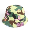 Close-up of camouflage bucket hat featuring colorful butterfly prints and stitched brim - M (56-58cm) / 5# Jungle Camo Butterfly (YFM360)