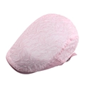 Boina rosa para mujer con textura de encaje en relieve 3D y hebilla de metal - Rosa