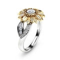 Two-tone sunflower ring in 18k gold plating with sparkling cubic zirconia stones - US 7 / White Zirconia