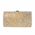 Elegante borsa da sera rettangolare con paillettes oro e argento e chiusura in metallo - Oro